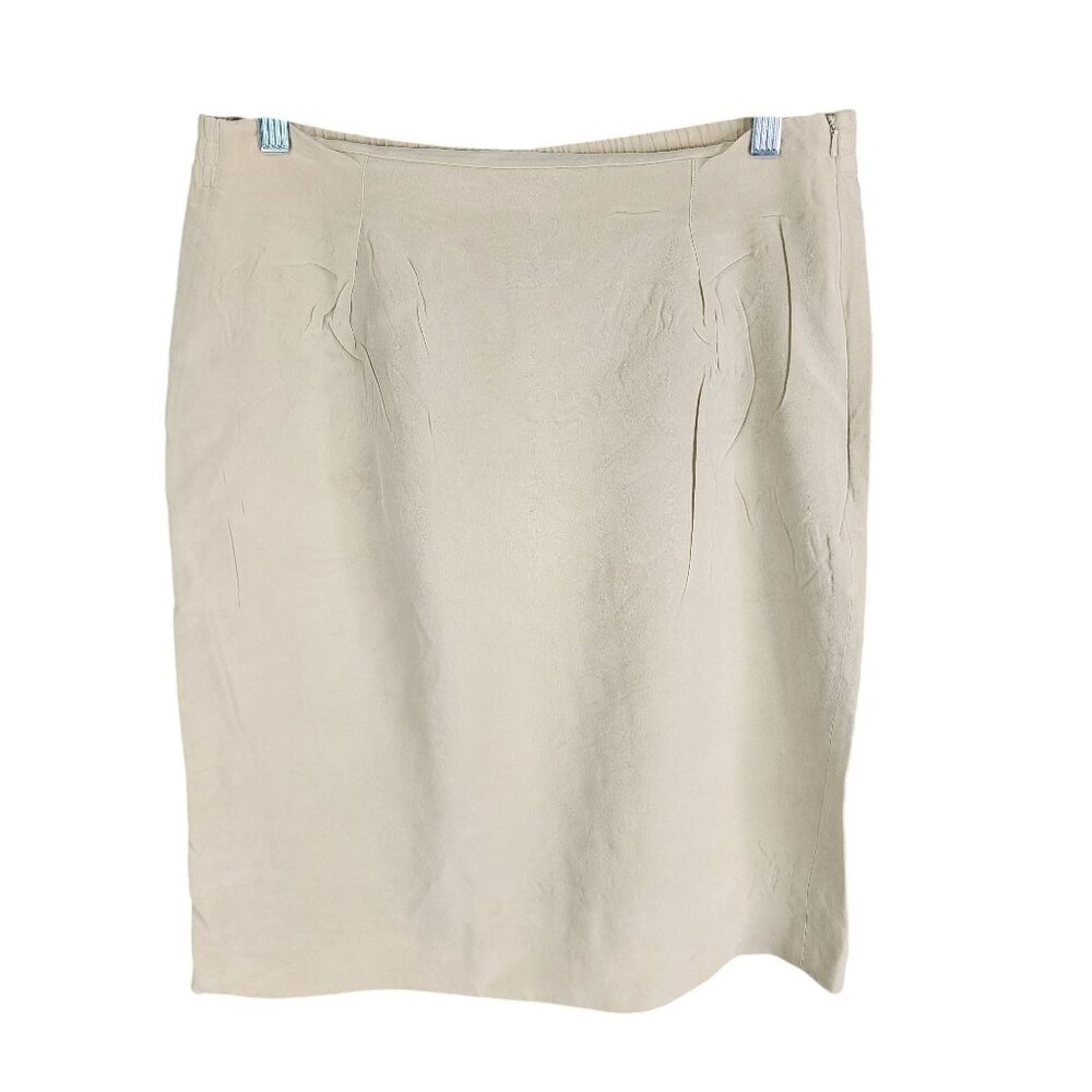 Womens Beige Jones New York 100% Silk Skirt Side Zip Size 10